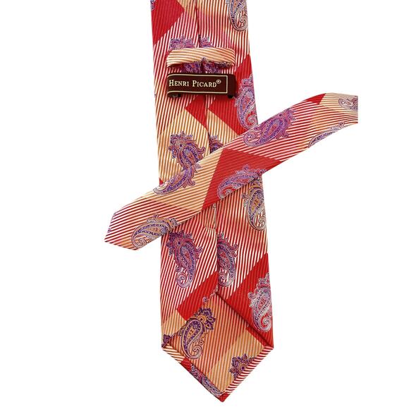 Henri Picard Multi‎ Color Paisley Tie - Picture 3 of 5